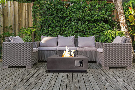 Loki Garden And Patio Gas Fire Pit In Dark Grey Eco-Stone