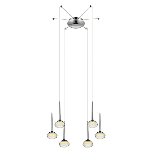 Lola 6 Rigid Glass Dome Decorative Ceiling Pendant Light In Chrome