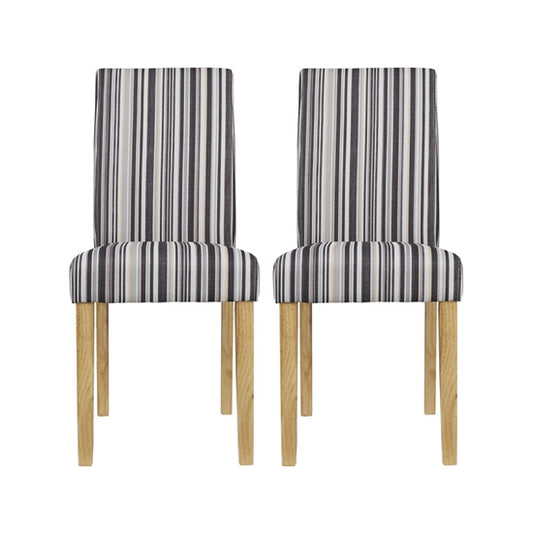 Lorenzo Striped Fabric Dining Chairs In Pair