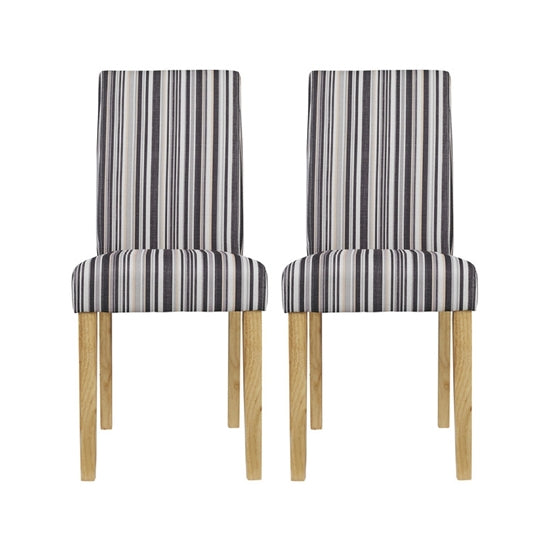 Lorenzo Striped Fabric Dining Chairs In Pair