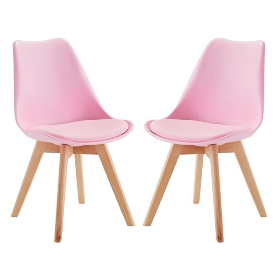 Louvre Baby Pink Dining Chairs In Pair