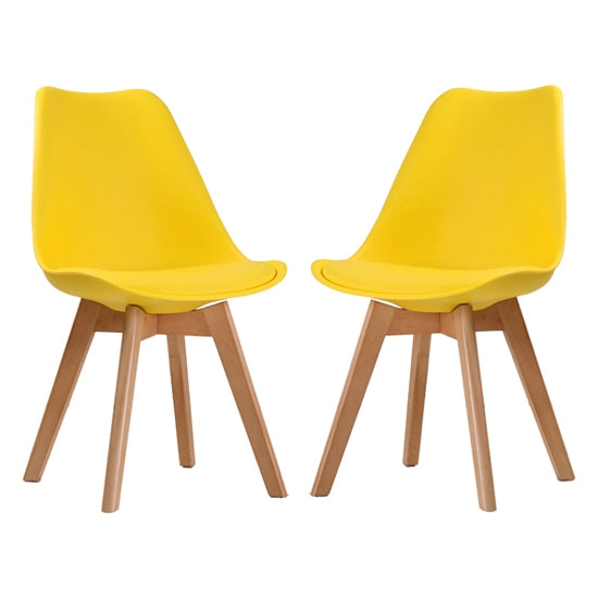Louvre Yellow Dining Chairs In Pair Elegant Furniture UK