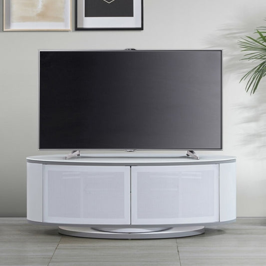 Luna Wooden TV Stand In White High Gloss With Push Release Doors