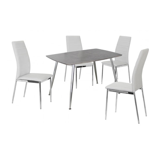 Lynx Stone Effect Wooden Dining Set With 4 Chairs