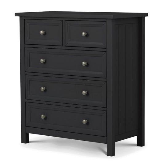 Maine Wooden Chest Of 5 Drawers In Anthracite