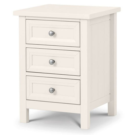 Maine Wooden 3 Drawers Bedside Cabinet In Surf White