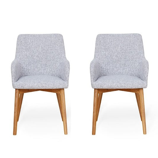 Mammoth Light Grey Linen Fabric Dining Chair In Pair