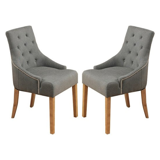 Mammoth Slate Fabric Dining Chairs In Pair