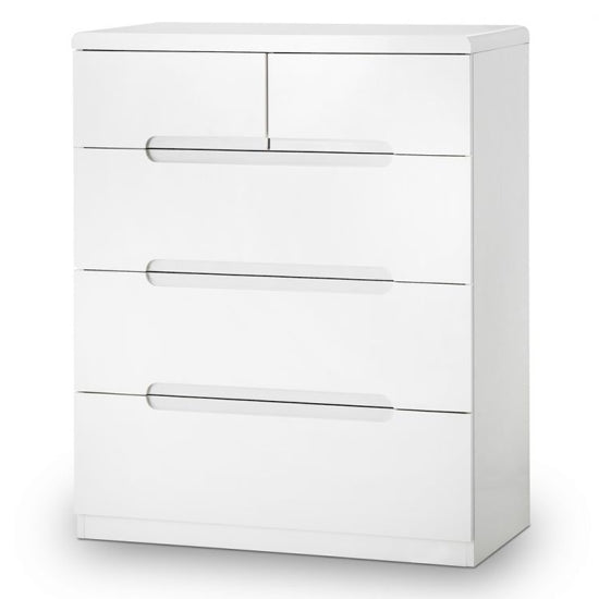 Manhattan Chest Of Drawers In White High Gloss With 5 Drawers