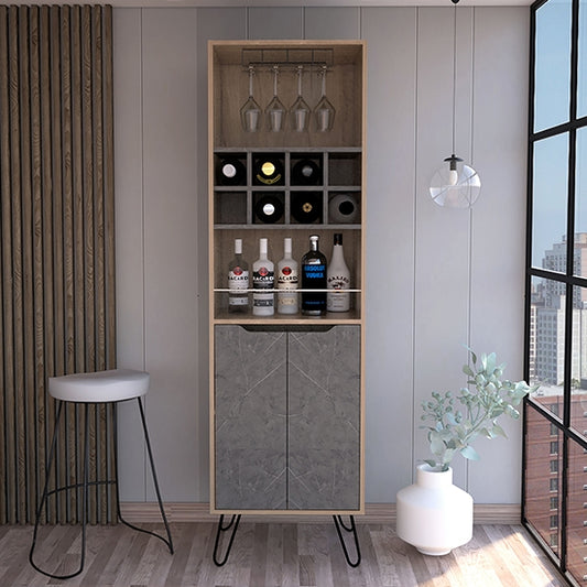 Manhattan Wooden Tall Bar Cabinet In Bleached Pine Effect