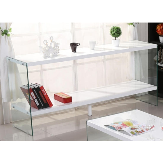 Marco Wooden Sideboard In White High Gloss With Glass Sides