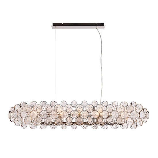 Marella 8 Lights Clear Glass Medallions Ceiling Pendant Light In Bright Nickel