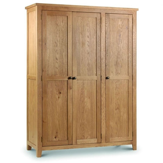 Marlborough Wooden 3 Doors Wardrobe In Waxed Oak