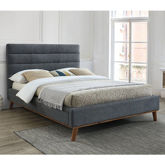 Mayfair Fabric Upholstered Double Bed In Dark Grey
