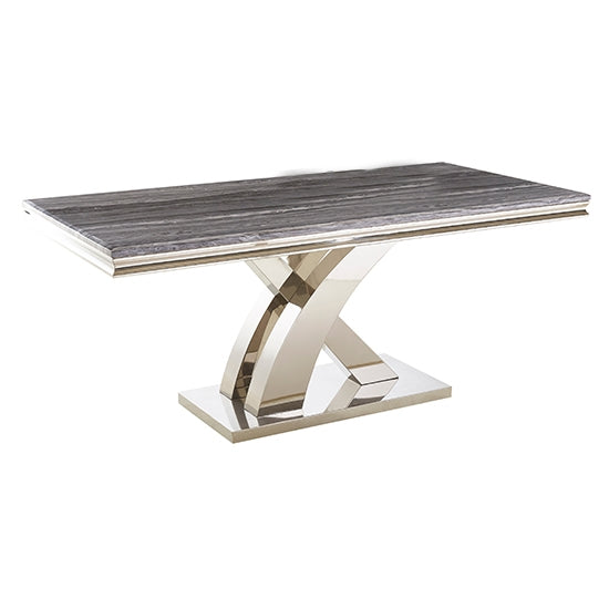 Mayfair Large Ceramic Marble 180cm Dining Table In Grey
