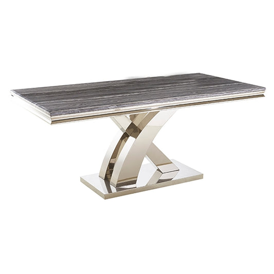 Mayfair Large Ceramic Marble 180cm Dining Table In Grey