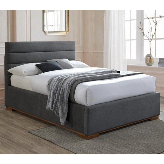 Mayfair Ottoman Fabric Double Bed In Dark Grey