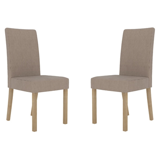 Melodie Beige Linen Fabric Dining Chairs In Pair