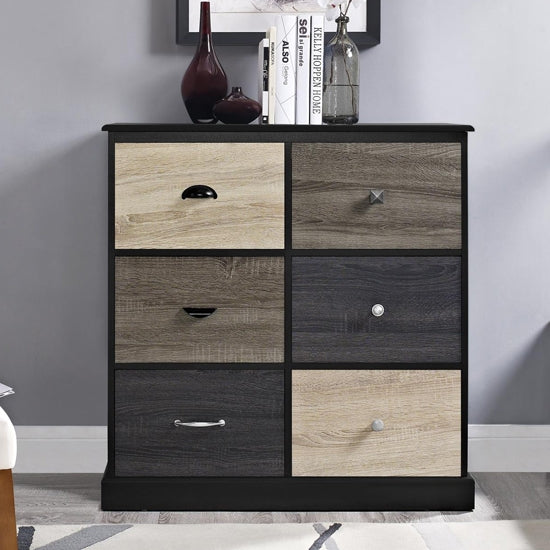 Mercer Wooden Storage Cabinet In Black With 6 Doors