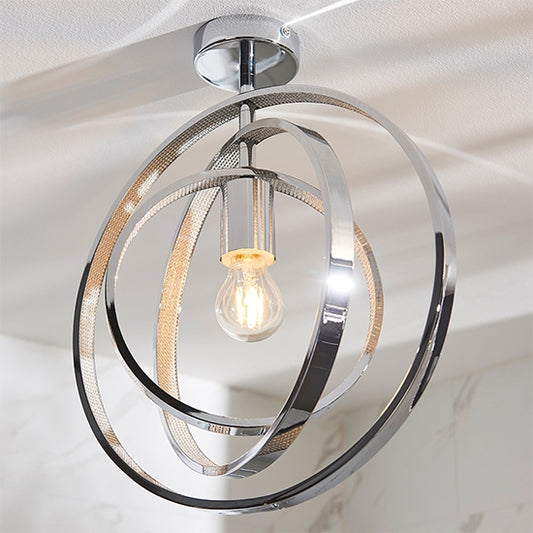 Merola Semi Flush Ceiling Light In Chrome