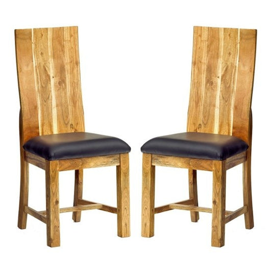 Metropolis Industrial Oak Wooden Dining Chairs In Pair