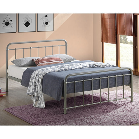 Miami Metal King Size Bed In Pebble