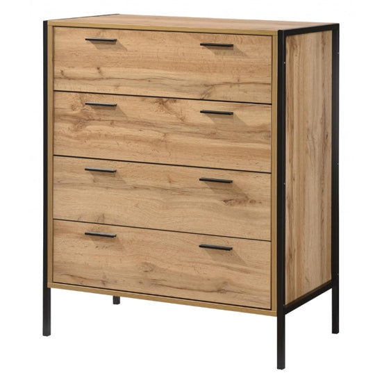 Michigan Wooden Chest Of Drawers In Oak Effect With 4 Drawers