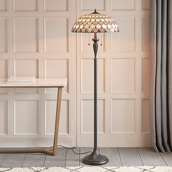 Missori Tiffany Glass Floor Lamp In Dark Bronze