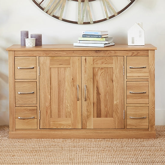 Mobel Wooden 2 Doors 6 Drawers Sideboard In Oak