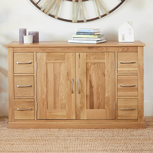 Mobel Wooden 2 Doors 6 Drawers Sideboard In Oak
