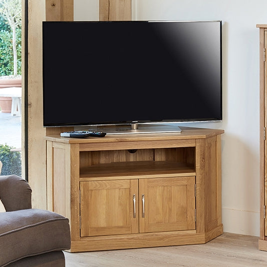 Mobel Corner Wooden 2 Doors TV Stand In Oak