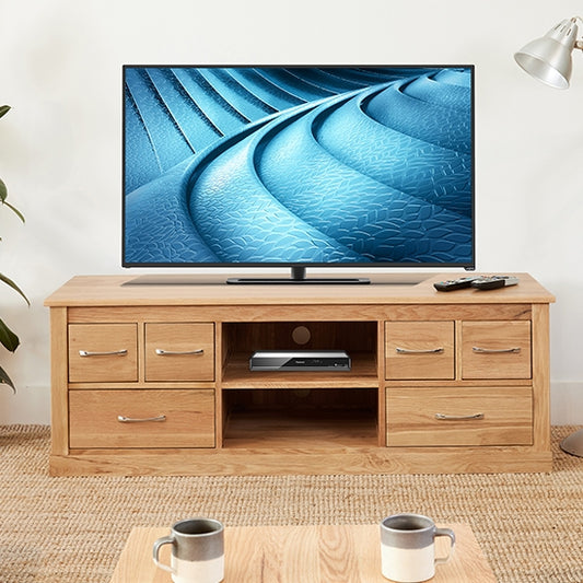 Mobel Wooden 6 Drawers 1 Shelf TV Stand In Oak