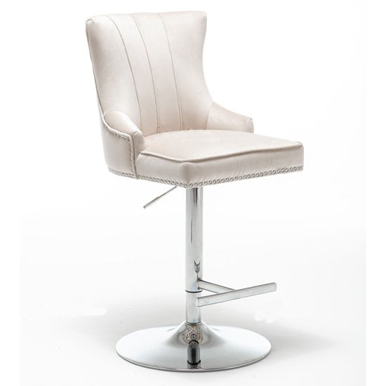 Montpellier Velvet Gas Lift Bar Stool In Cream