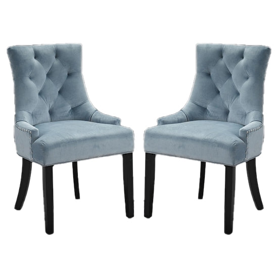 Morgan Blue Fabric Dining Chairs In Pair