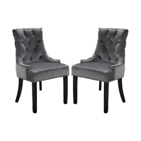 Morgan Grey Fabric Dining Chairs In Pair