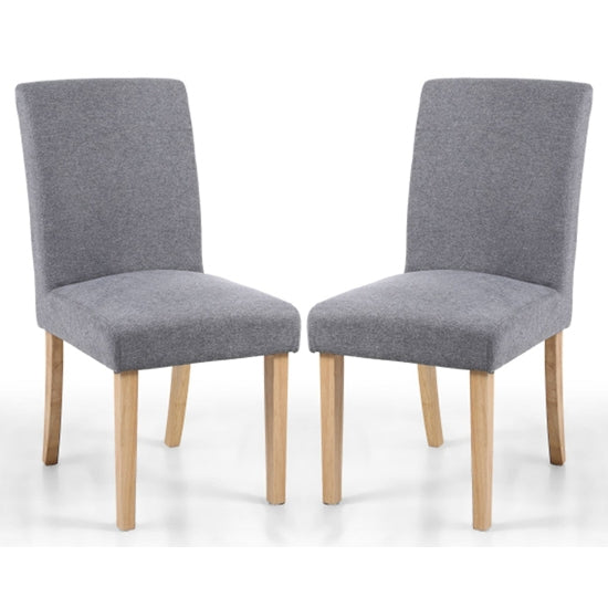 Morton Dark Grey Linen Effect Dining Chairs With Natural Legs In Pair