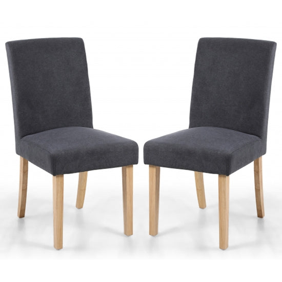 Morton Light Grey Linen Effect Dining Chairs With Natural Legs In Pair
