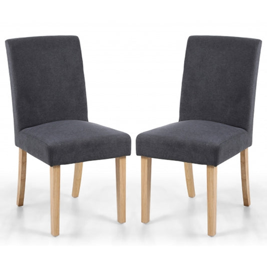 Morton Light Grey Linen Effect Dining Chairs With Natural Legs In Pair