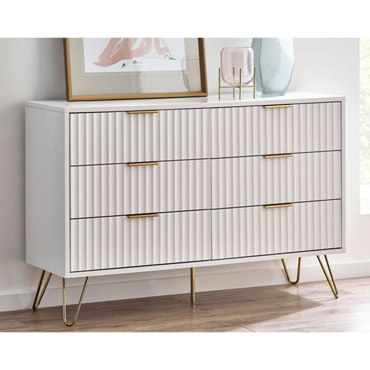 Murano Wooden Chest Of 6 Drawers In Matt White