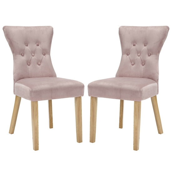 Naples Blush Pink Fabric Dining Chairs In Pair