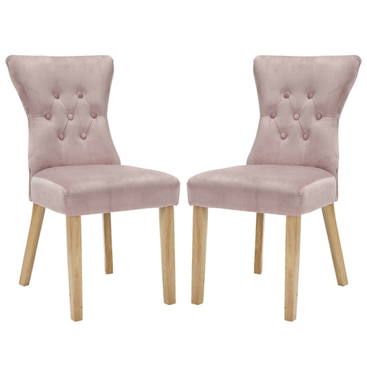 Naples Blush Pink Fabric Dining Chairs In Pair