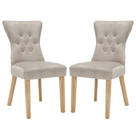 Naples Champagne Fabric Dining Chairs In Pair