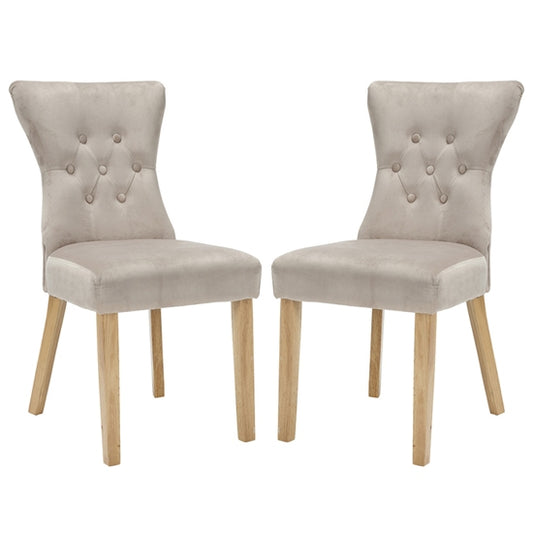 Naples Champagne Fabric Dining Chairs In Pair