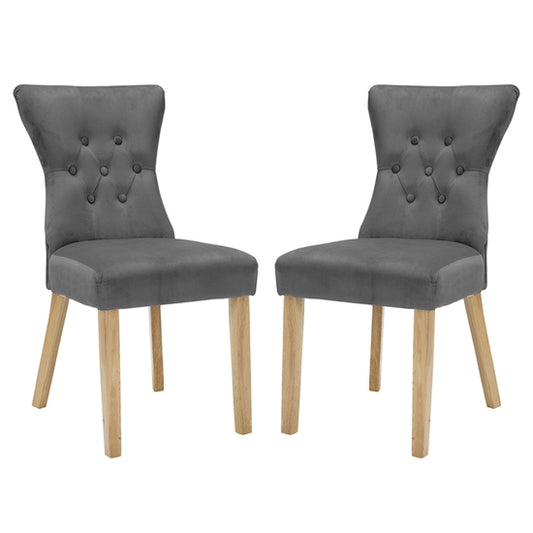Naples Steel Grey Fabric Dining Chairs In Pair