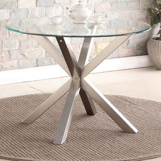 Nelson Glass Dining Table With Brushed Stainless Steel Legs