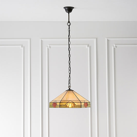 Nevada Medium Tiffany Glass Ceiling Pendant Light In Dark Bronze