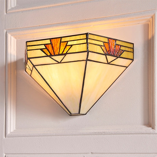 Nevada Tiffany Glass Wall Light In Matt Black