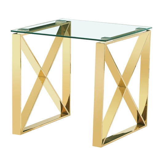 Ningbo Clear Glass Lamp Table With Golden Metal Legs