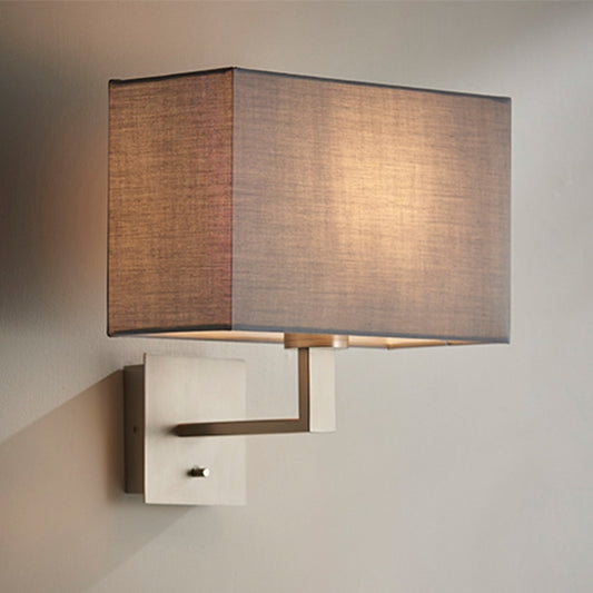 Norton Rectangular Grey Shade Wall Light In Matt Nickel