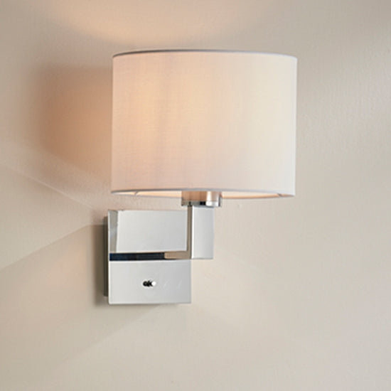 Norton Vintage White Cylinder Shade Wall Light In Polished Chrome